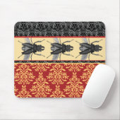 Bugs on Brocade - Elegant Damask, Creepy Beetle! Muismat (Met muis)