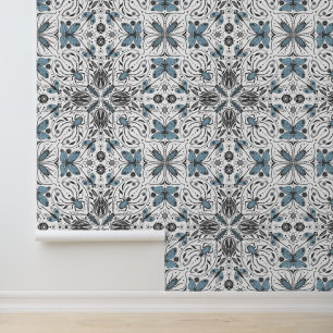 Bugs, zwart en blauw behang