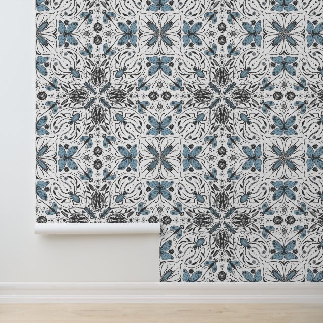 Bugs, zwart en blauw behang (Applicatie)