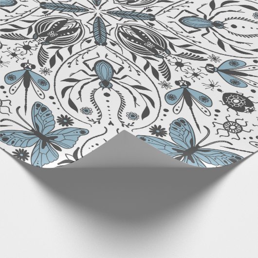 Bugs, zwart en blauw cadeaupapier (Hoek)