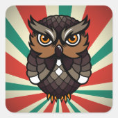 Búho De La Suerte Vierkante Sticker (Voorkant)