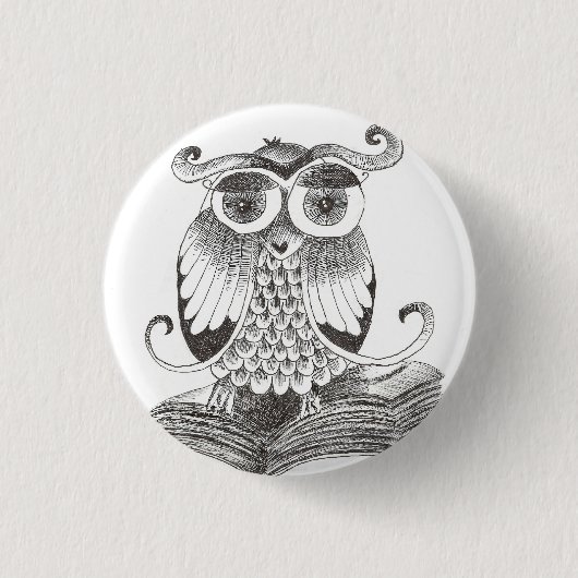 buho - uil ronde button 3,2 cm (Voorkant)