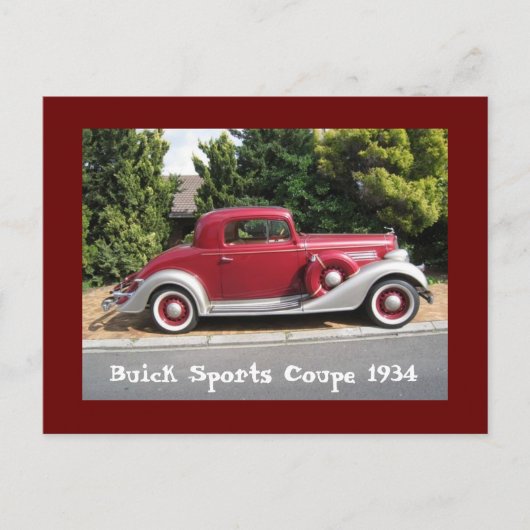 Buick Sports Coupe 1934 Briefkaart (Voorkant)