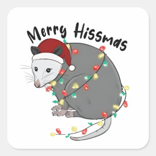 Buidelrat Eet Afval Kerstverlichting Kerstgroet Si Vierkante Sticker