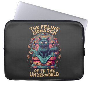 Buig voor de katachtige monarch van de onderwereld laptop sleeve