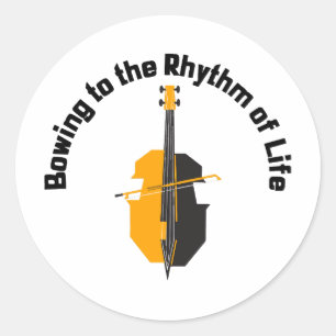 Buigen voor het Ritme van het Leven Cello Ronde Sticker