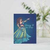 Buikdanseres Ruby Teal Kunst Briefkaart (Staand voorkant)