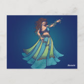 Buikdanseres Ruby Teal Kunst Briefkaart (Achterkant)