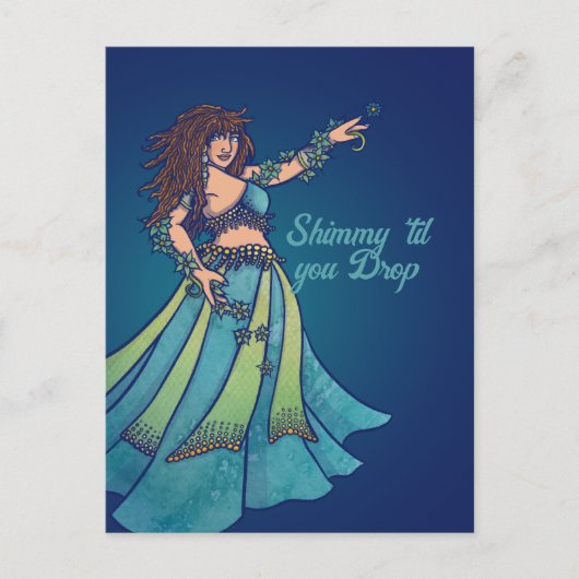 Buikdanseres Ruby Teal Kunst Briefkaart (Voorkant)