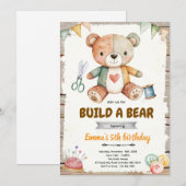 Build-A-Stuffy Birthday party Invitation (Devant / Derrière)