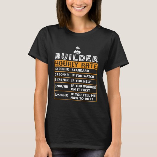 Builder Hourly Rate Construction Worker Job Match T-shirt (Voorkant)