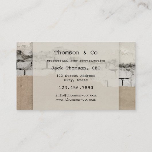 Builder Plasterer Home Rénovation Carte de visite (Dos)