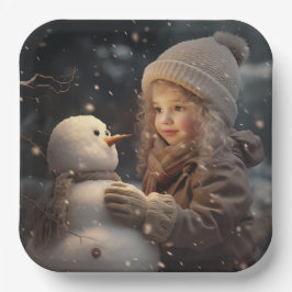 Building a Snowman Papieren Bordje