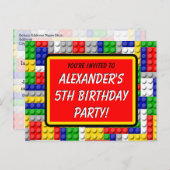 Building Blocks Invitation de fête d'anniversaire  (Devant / Derrière)