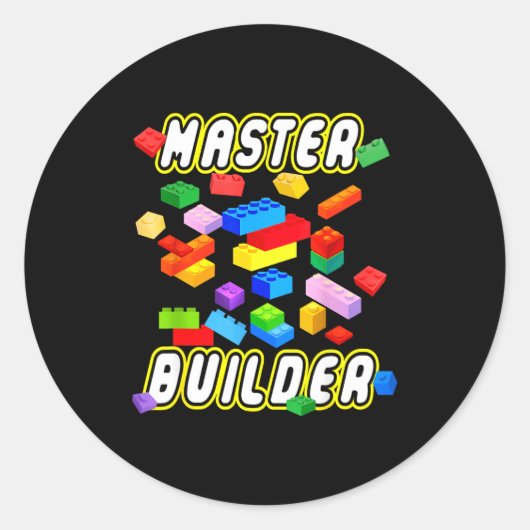 Building Bricks Master Builder Construction Block  Ronde Sticker (Voorkant)