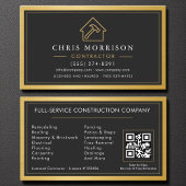 Building Construction Black Gold Metal QR Code Visitekaartje