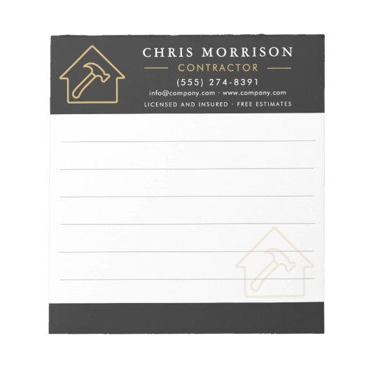 Building Construction Black Gold Notitieblok (Voorkant)