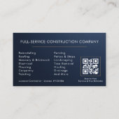 Building Construction Navy Blue Metal Visitekaartje (Achterkant)