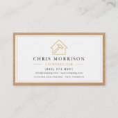 Building Construction White Gold Wood QR Code Visitekaartje (Voorkant)