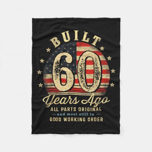 Built 60 Years Ago Funny 60th Birthday Usa Flag Fleece Deken (Voorkant)