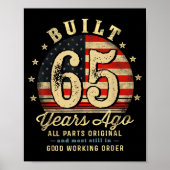 Built 65 Years Ago Funny 65th Birthday Usa Flag Poster (Voorkant)