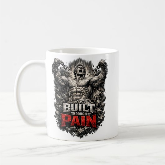 Built Through Pain Design Koffiemok (Links)