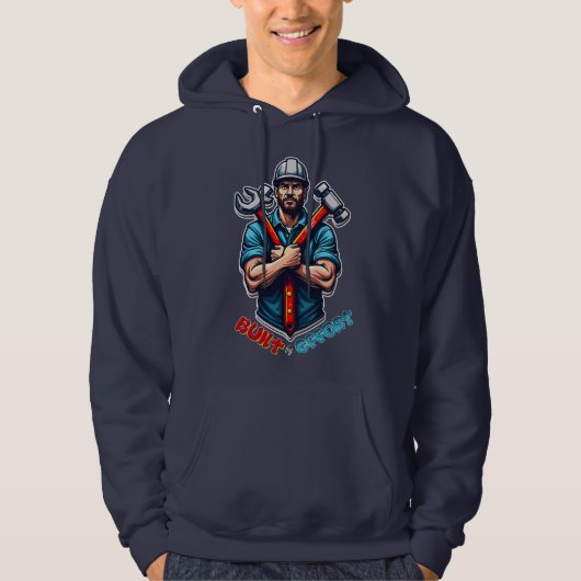 Built with Effort Construction Worker Design Hoodie (Voorkant)