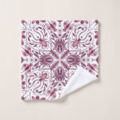 Buissons, magenta foncé et rose sur blanc (Gant de toilette)