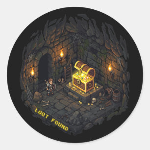 Buit Gevonden Fantasie Kerker Pixel Kunst Ontwerp Ronde Sticker
