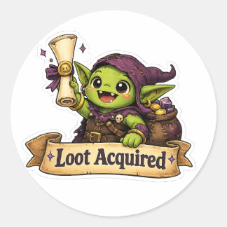 Buit Verworven Goblin RPG Afstudeersticker Ronde Sticker