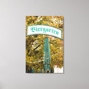 Buiten Biergarten Bord, Duitsland Canvas Afdruk