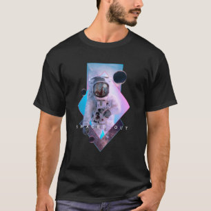 Buiten de astronaut geworpen esthetische dampgolf t-shirt