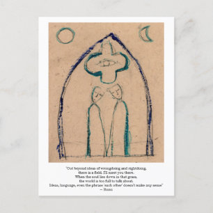 Buiten de ideeën van verkeerd doen en goed doen. briefkaart