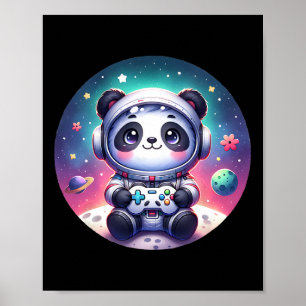 Buiten deze wereld Gamer Panda Beer Astronaut Gami Poster