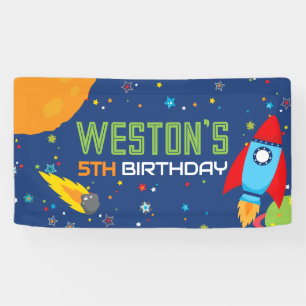 Buiten deze wereld Outer Space Verjaardagsbanner Spandoek