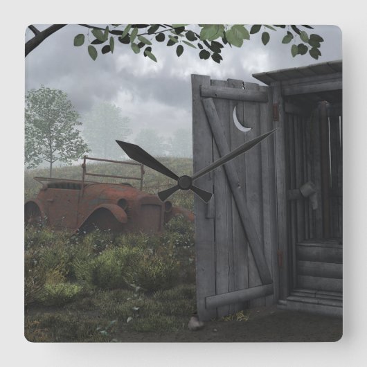 BUITEN HUIS EN RUSSENCLOCK VIERKANTE KLOK (Voorkant)