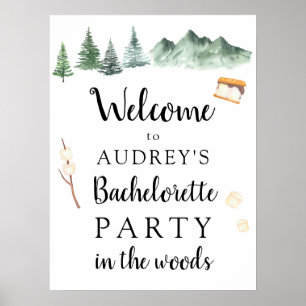 Buiten kampeer vrijgezellenfeest welkomstbord poster