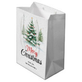 Buiten kerstboom en sneeuwval medium cadeauzakje (Achterkant Gekanteld)
