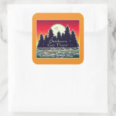 Buiten naar de kano. vierkante sticker (Tas)