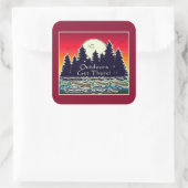 Buiten naar de kano. vierkante sticker (Tas)