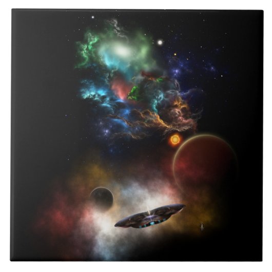 Buiten ruimte en tijd Fractal Art II Spacescape Tegeltje (Voorkant)