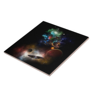 Buiten ruimte en tijd Fractal Art II Spacescape Tegeltje