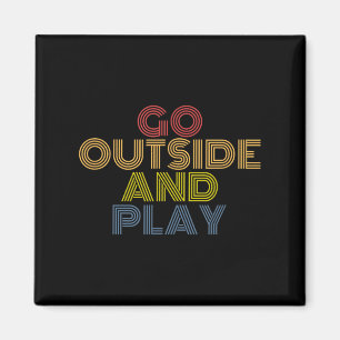 Buiten spelen Retro 70s Natuur Fun Quote Magneet
