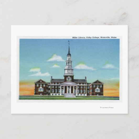 Buiten Uitzicht van Colby College Miller Library Briefkaart (Voorkant)