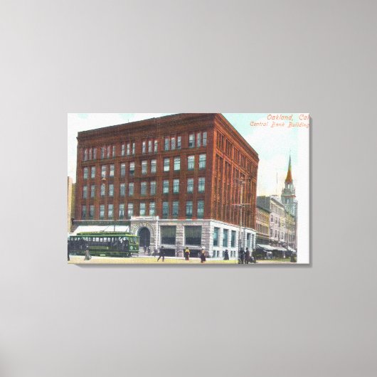 Buiten Uitzicht van de Centrale Bank BldgOakland, Canvas Afdruk (Voorkant)