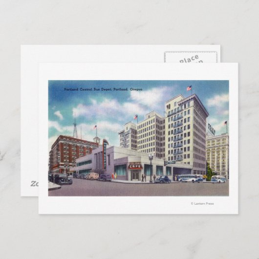 Buiten Uitzicht van de centrale bus van Portland Briefkaart (Voorkant / Achterkant)