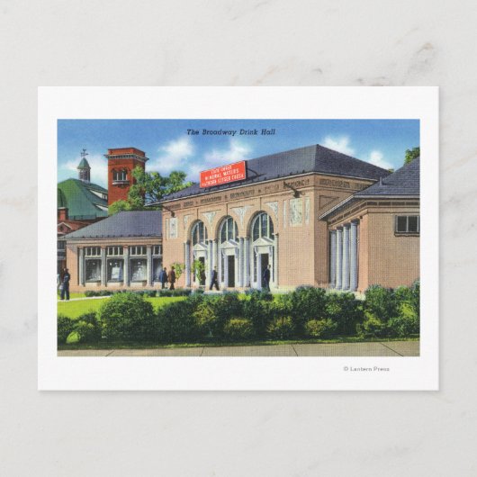 Buiten Uitzicht van de Drink van de Broadway Hall Briefkaart (Voorkant)