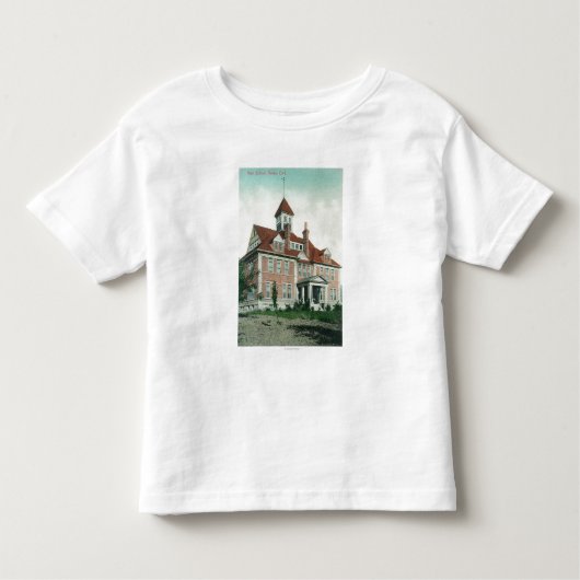 Buiten Uitzicht van de High School Yreka, CA Kinder Shirts (Voorkant)
