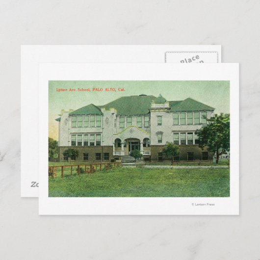 Buiten Uitzicht van de Lytton Avenue School Briefkaart (Voorkant / Achterkant)