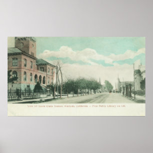 Buiten Uitzicht van de openbare bibliotheek op San Poster